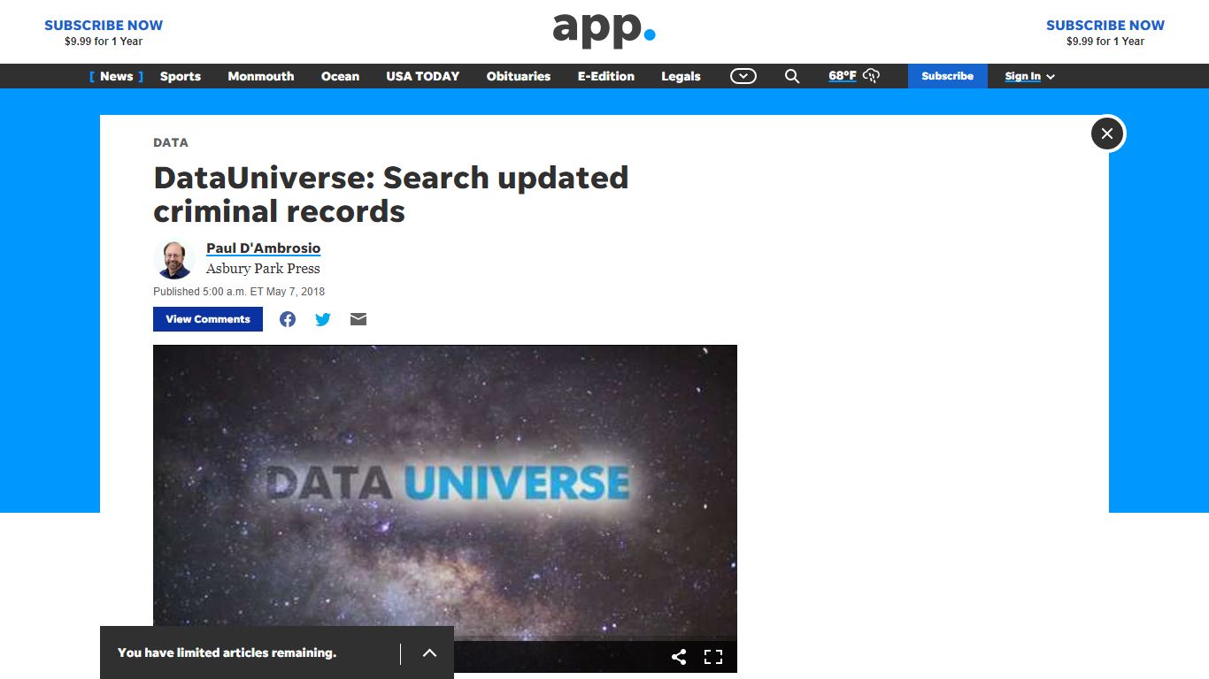 DataUniverse: Search updated criminal records - Asbury Park Press